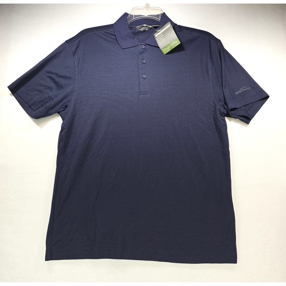 Eddie Bauer Mens Performance Polo Shirt‎ Navy Blue Short Sleeve Medium NEW